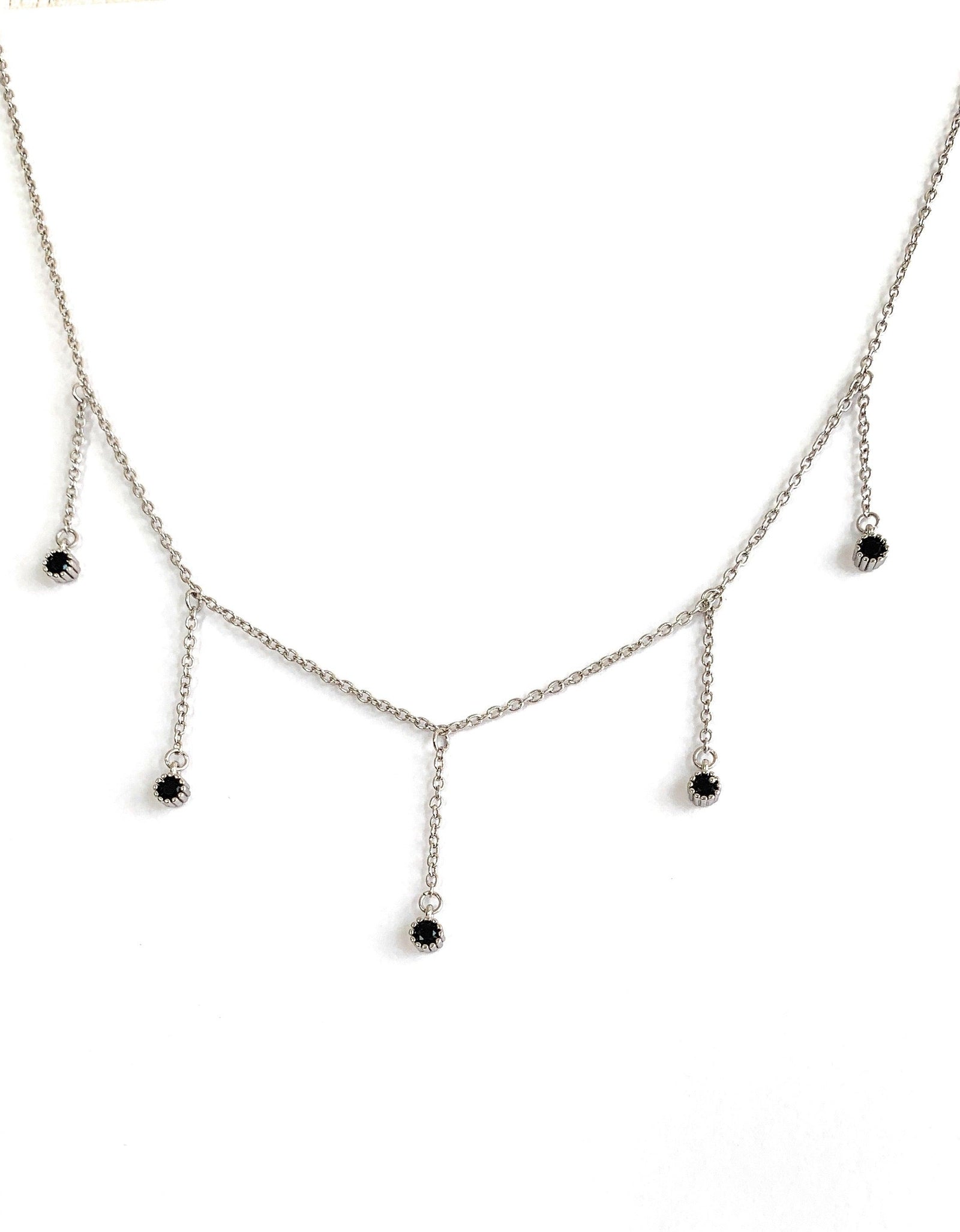Drop Necklace for Women in Gold or Silver with Five Cubic Zirconia Stone by Hollywood Sensation®