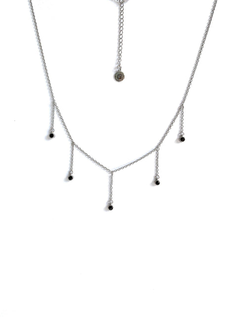 Load image into Gallery viewer, Drop Necklace for Women in Gold or Silver with Five Cubic Zirconia Stone by Hollywood Sensation®

