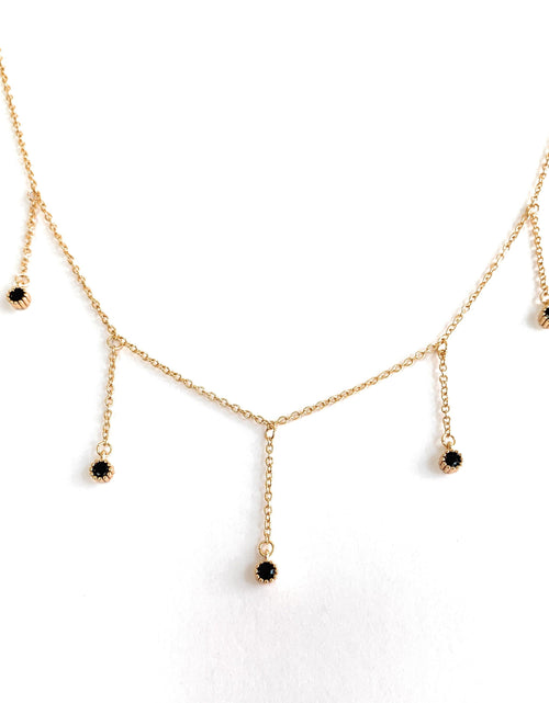 Load image into Gallery viewer, Drop Necklace for Women in Gold or Silver with Five Cubic Zirconia Stone by Hollywood Sensation®
