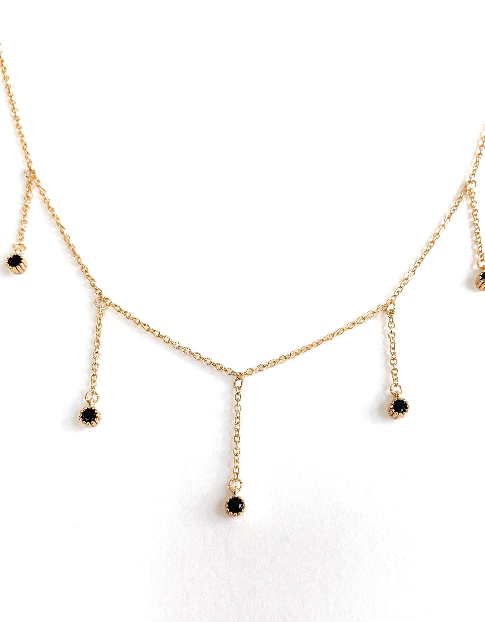 Drop Necklace for Women in Gold or Silver with Five Cubic Zirconia Stone by Hollywood Sensation®