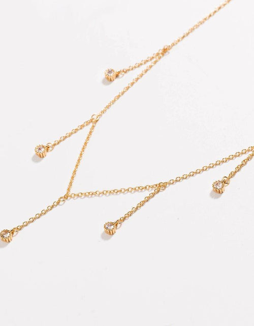 Load image into Gallery viewer, Drop Necklace for Women in Gold or Silver with Five Cubic Zirconia Stone by Hollywood Sensation®
