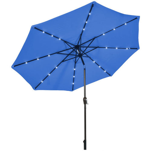 Load image into Gallery viewer, 10' Solar LED Lighted Patio Market Umbrella Shade Tilt Adjustment Crank-Blue
