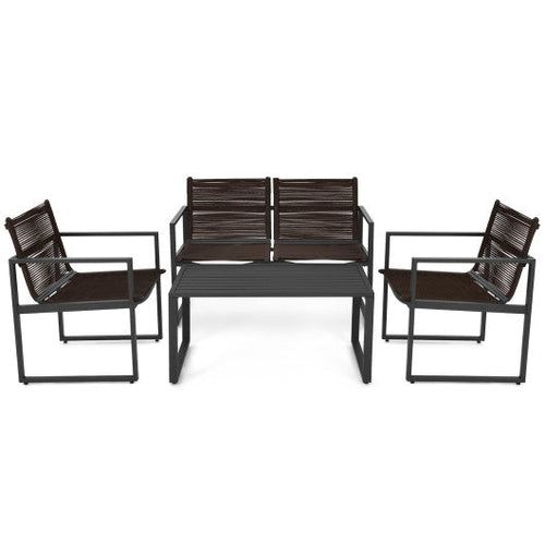 Load image into Gallery viewer, 4 Pieces Patio Furniture Conversation Set with Sofa Loveseat
