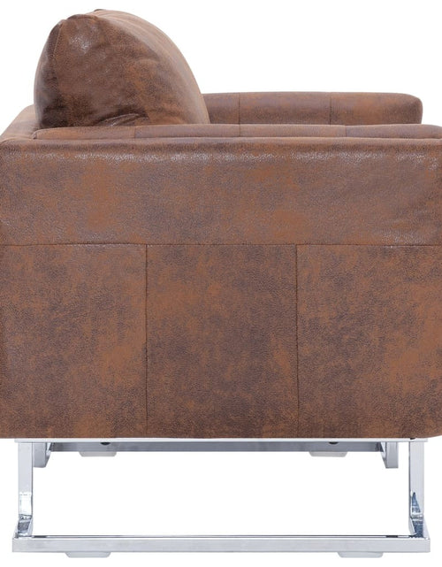 Load image into Gallery viewer, Cube Armchair Brown Faux Suede Leather by Blak Hom
