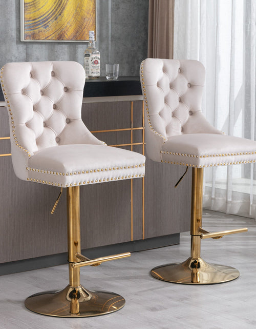 Load image into Gallery viewer, Set of 2 Thick Golden Swivel Velvet Barstools by Blak Hom
