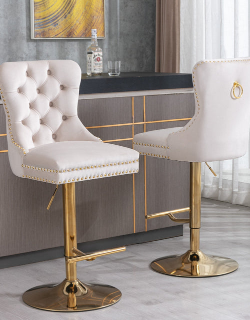 Load image into Gallery viewer, Set of 2 Thick Golden Swivel Velvet Barstools by Blak Hom
