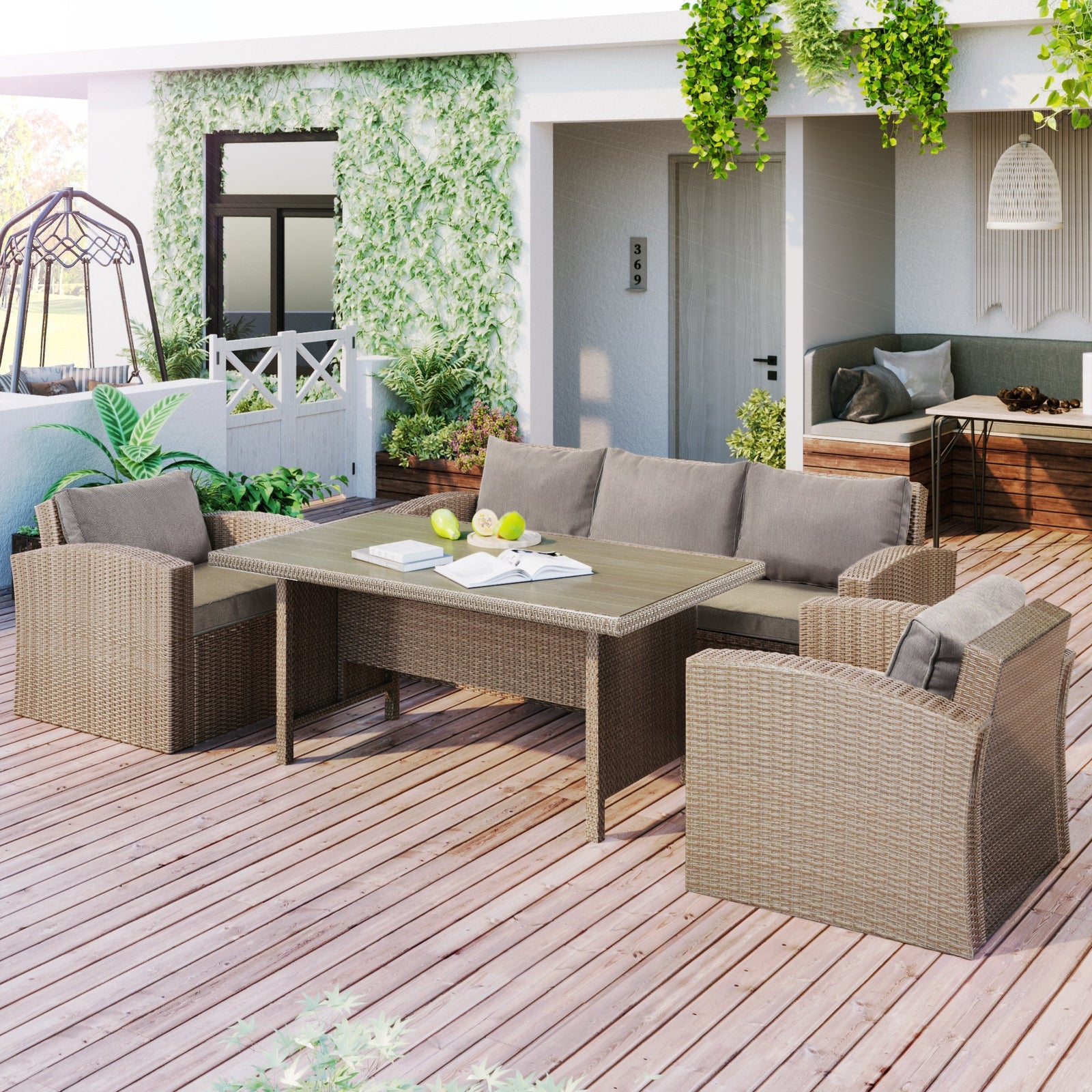 4-Piece Conversation Sofa Set with Beige Cushions by Blak Hom
