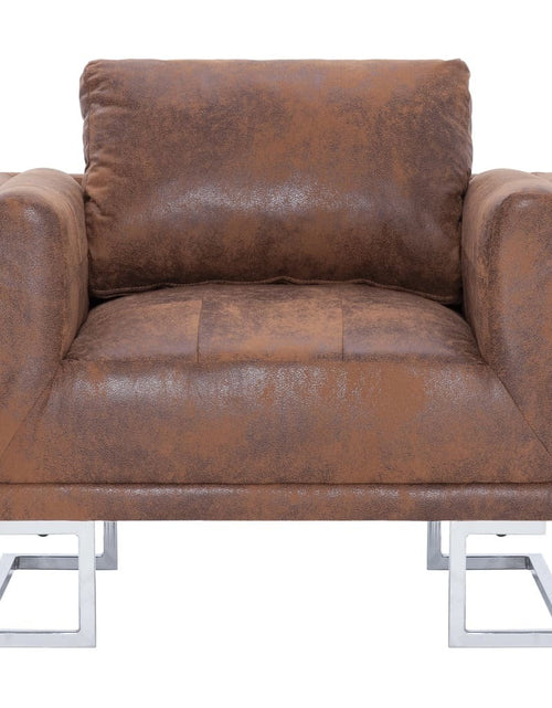 Load image into Gallery viewer, Cube Armchair Brown Faux Suede Leather by Blak Hom

