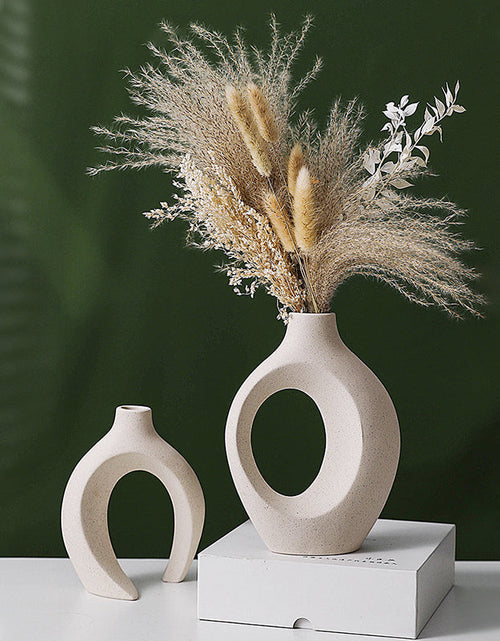 Load image into Gallery viewer, 2Pcs Nordic Ceramic Vase Snuggle Set in White Matte by Blak Hom
