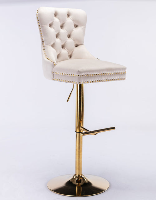 Load image into Gallery viewer, Set of 2 Thick Golden Swivel Velvet Barstools by Blak Hom
