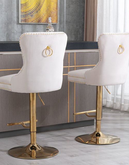 Load image into Gallery viewer, Set of 2 Thick Golden Swivel Velvet Barstools by Blak Hom
