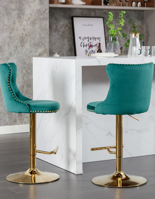 Load image into Gallery viewer, Golden Swivel Velvet Barstools by Blak Hom

