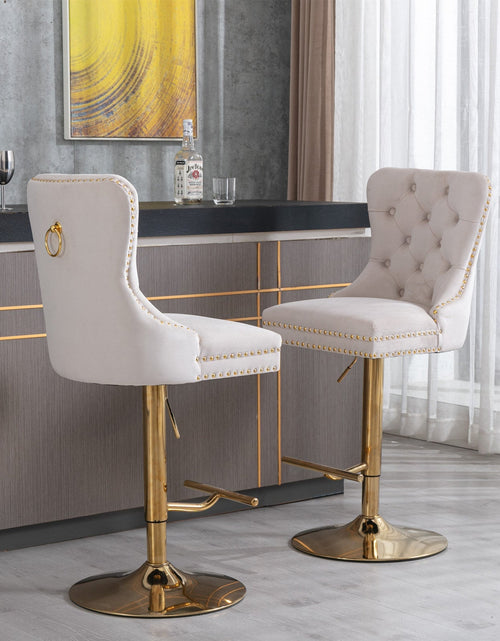 Load image into Gallery viewer, Set of 2 Thick Golden Swivel Velvet Barstools by Blak Hom
