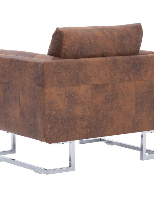 Load image into Gallery viewer, Cube Armchair Brown Faux Suede Leather by Blak Hom
