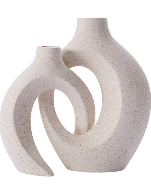 Load image into Gallery viewer, 2Pcs Nordic Ceramic Vase Snuggle Set in White Matte by Blak Hom
