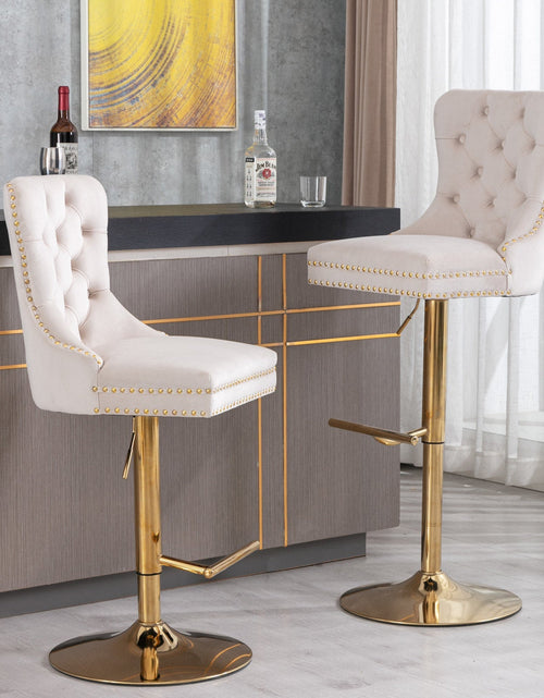 Load image into Gallery viewer, Set of 2 Thick Golden Swivel Velvet Barstools by Blak Hom
