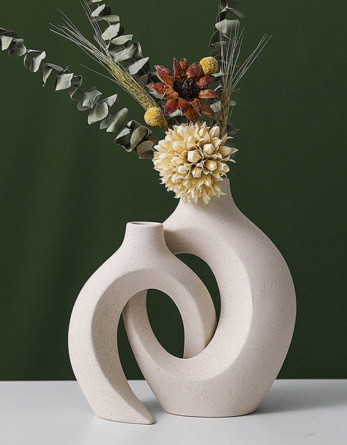 Load image into Gallery viewer, 2Pcs Nordic Ceramic Vase Snuggle Set in White Matte by Blak Hom
