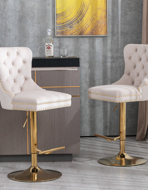 Load image into Gallery viewer, Set of 2 Thick Golden Swivel Velvet Barstools by Blak Hom
