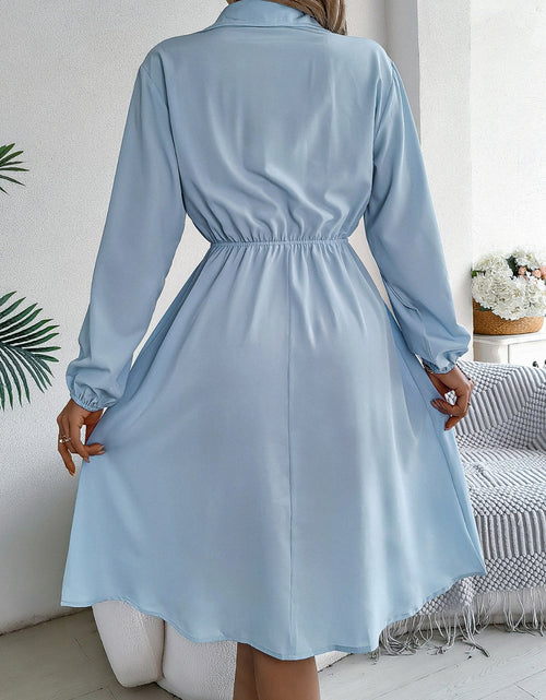 Load image into Gallery viewer, Collared Neck Long Sleeve Dress with Pockets
