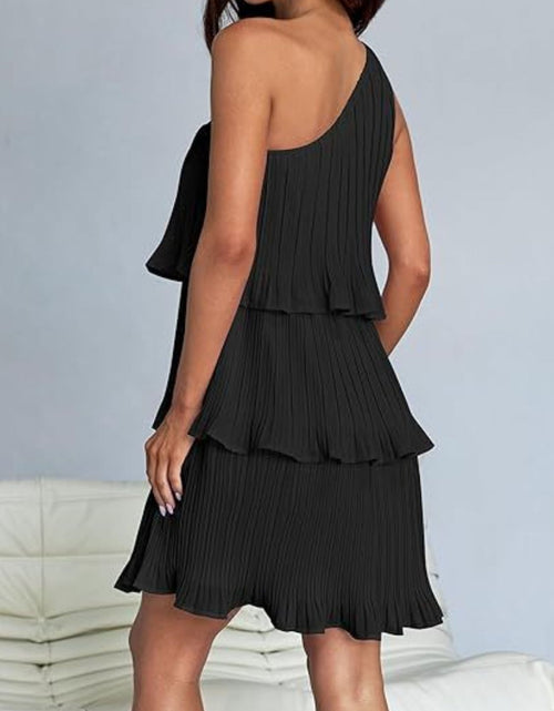 Load image into Gallery viewer, Layered Single Shoulder Mini Dress
