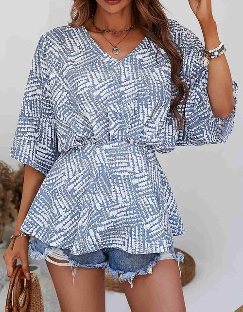Load image into Gallery viewer, Printed V-Neck Dolman Sleeve Blouse
