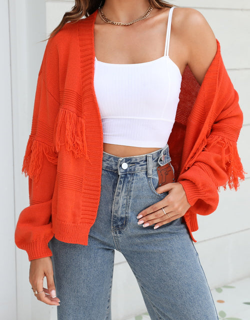 Load image into Gallery viewer, Angel Wings Fringe Trim Open Front Cardigan
