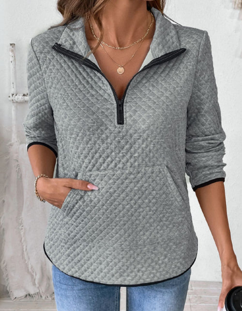 Load image into Gallery viewer, Perfee Texture Half Zip Long Sleeve Sweatshirt
