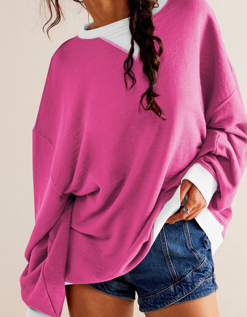 Load image into Gallery viewer, Mandy Contrast Trim Round Neck Long Sleeve Sweatshirt
