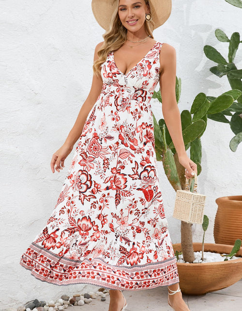 Load image into Gallery viewer, Printed V-Neck Wide Strap Dress

