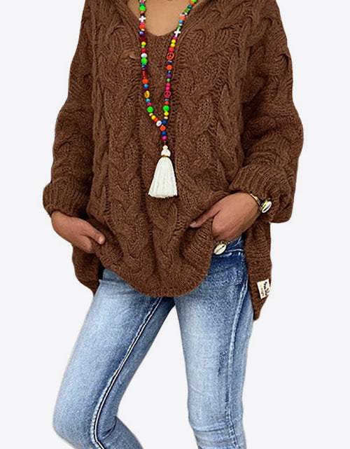 Load image into Gallery viewer, Cable-Knit Hooded Sweater
