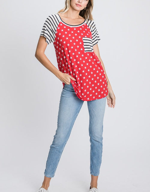 Load image into Gallery viewer, Heimish Full Size Star &amp; Striped Round Neck Short Sleeve T-Shirt Plus Size
