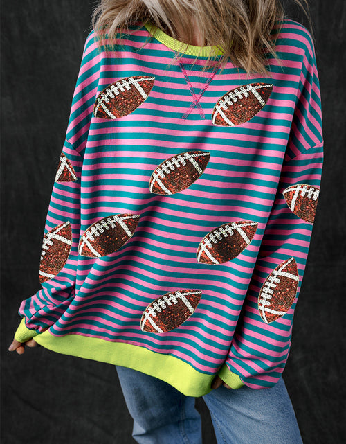 Load image into Gallery viewer, Striped Football Long Sleeve Sweatshirt

