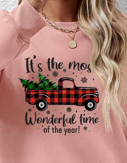 Load image into Gallery viewer, Graphic Round Neck Long Sleeve Sweatshirt
