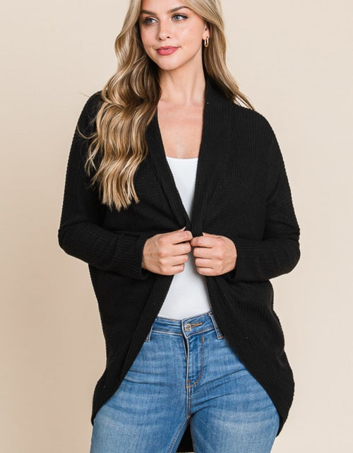 Load image into Gallery viewer, BOMBOM Open Front Waffle Knit Cocoon Cardigan
