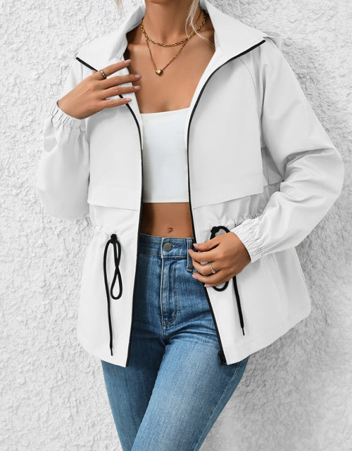 Load image into Gallery viewer, Ivy Lane Drawstring Zip Up Hooded Jacket
