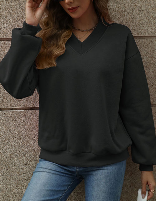 Load image into Gallery viewer, V-Neck Long Sleeve Dropped Shoulder Sweatshirt

