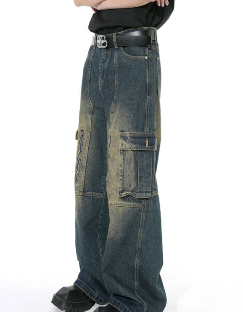 Load image into Gallery viewer, Mid Rise Jeans with Cargo Pockets
