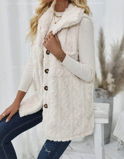 Load image into Gallery viewer, Fuzzy Button Up Vest Coat
