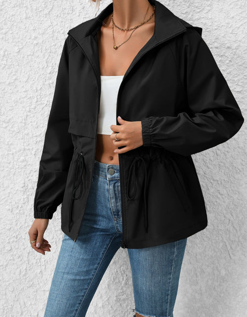 Load image into Gallery viewer, Ivy Lane Drawstring Zip Up Hooded Jacket
