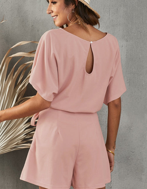 Load image into Gallery viewer, Tie Belt Short Sleeve Romper

