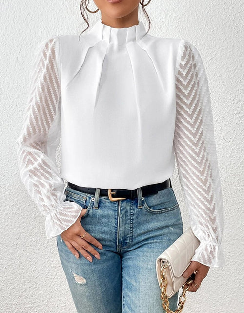 Load image into Gallery viewer, Mock Neck Flounce Sleeve Blouse

