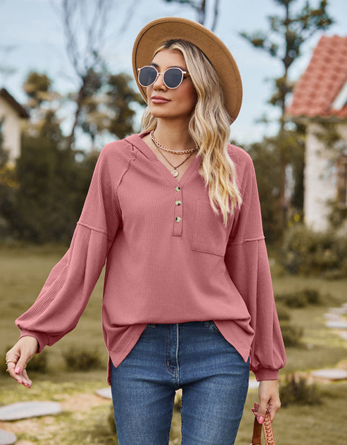 Load image into Gallery viewer, Dropped Shoulder Button-Down Hoodie
