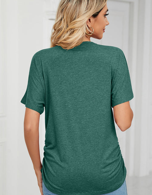 Load image into Gallery viewer, Ruched V-Neck Short Sleeve T-Shirt

