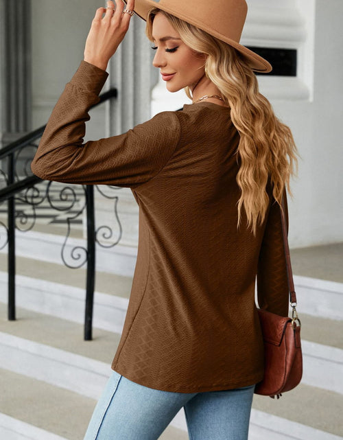 Load image into Gallery viewer, Notched Neck Long Sleeve Buttoned Blouse

