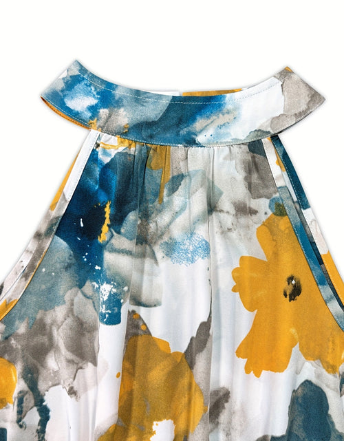 Load image into Gallery viewer, Tiered Printed Mock Neck Sleeveless Dress
