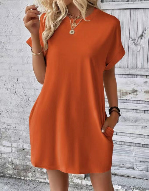 Load image into Gallery viewer, Short Sleeve Mini Tee Dress with Pockets
