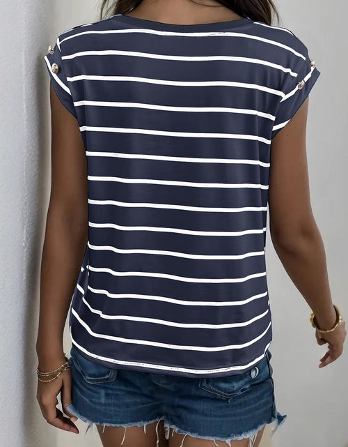 Load image into Gallery viewer, Perfee Decorative Button Round Neck T-Shirt

