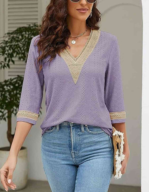 Load image into Gallery viewer, V-Neck Eyelet Blouse
