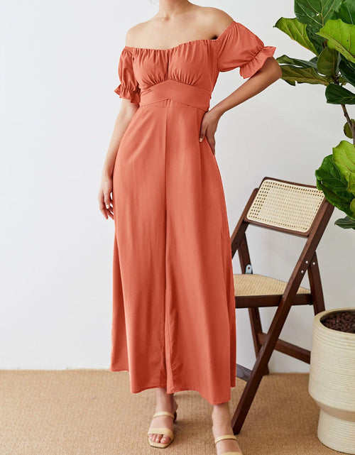 Load image into Gallery viewer, Off-Shoulder Short Sleeve Wide Leg Jumpsuit
