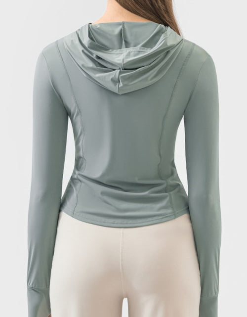 Load image into Gallery viewer, Millennia Pocketed Zip Up Hooded Long Sleeve Active Outerwear
